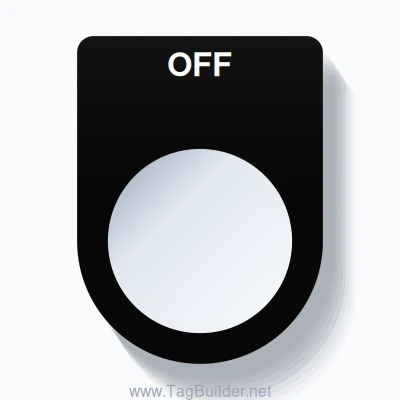 22mm Ring Tag – OFF, Single-Line Slim, White on Black - TagBuilder.net